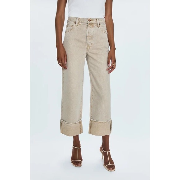 pistola Denim - Pistola Ryder High Rise Cuffed Jeans 27 Oat Wide Leg Coastal Euro Neutral Modern